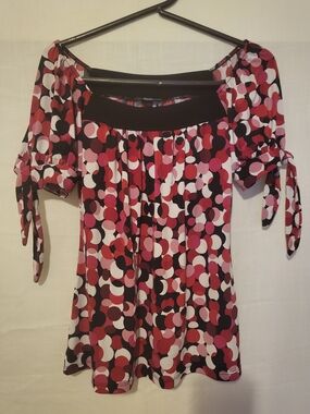 AGB Pink Multi Dot Off-Shoulder Tunic